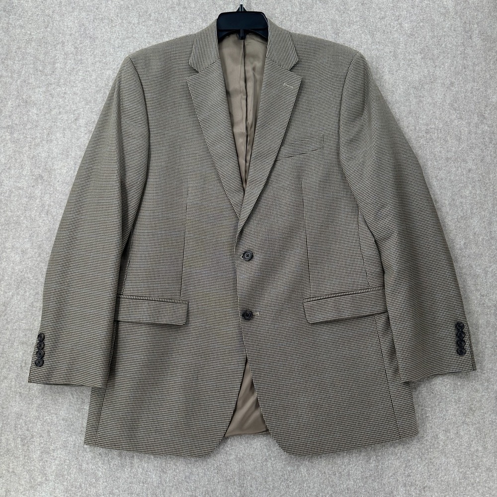 Lauren Ralph‎ Lauren Mens Houndstooth Blazer Jacket 42L Grey Sports Coat